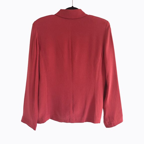 2PC: Vintage Travis Ayers Blouse Tank Set Sz 8 Red Silk Career Preppy Academia - Picture 3 of 11